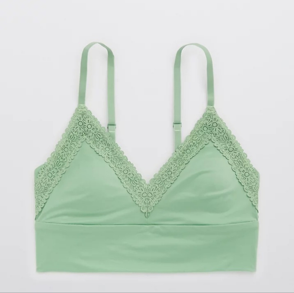 💚AERIE SUNNIE BLOSSOM LACE PADDED TRIANGLE BRALETTE SIZE M - Picture 4 of 8